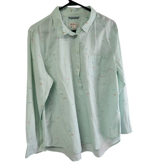 Merona Button Down Half Pullover Shirt Collar Swimmers Pool Womens Plus Size XXL - Picture 1 of 9